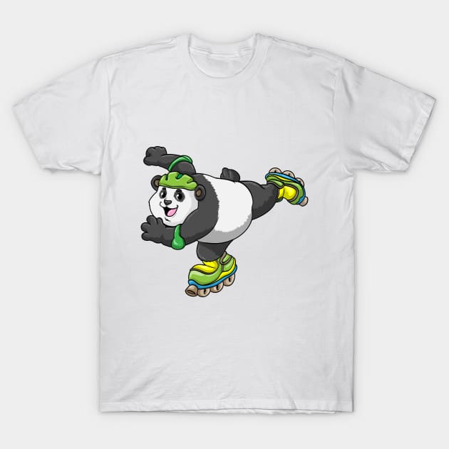 Panda as Inline skater with Inline skates and Helmet T-Shirt by Markus Schnabel